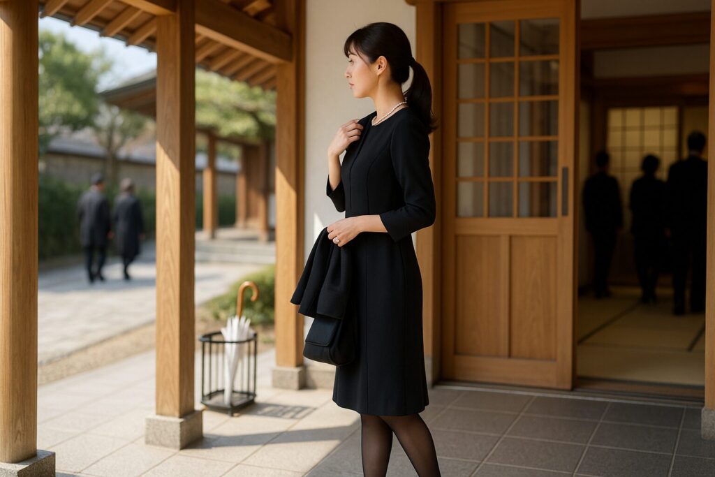 喪服コートの色とデザインを選ぶ基準（黒のチェスターコート）