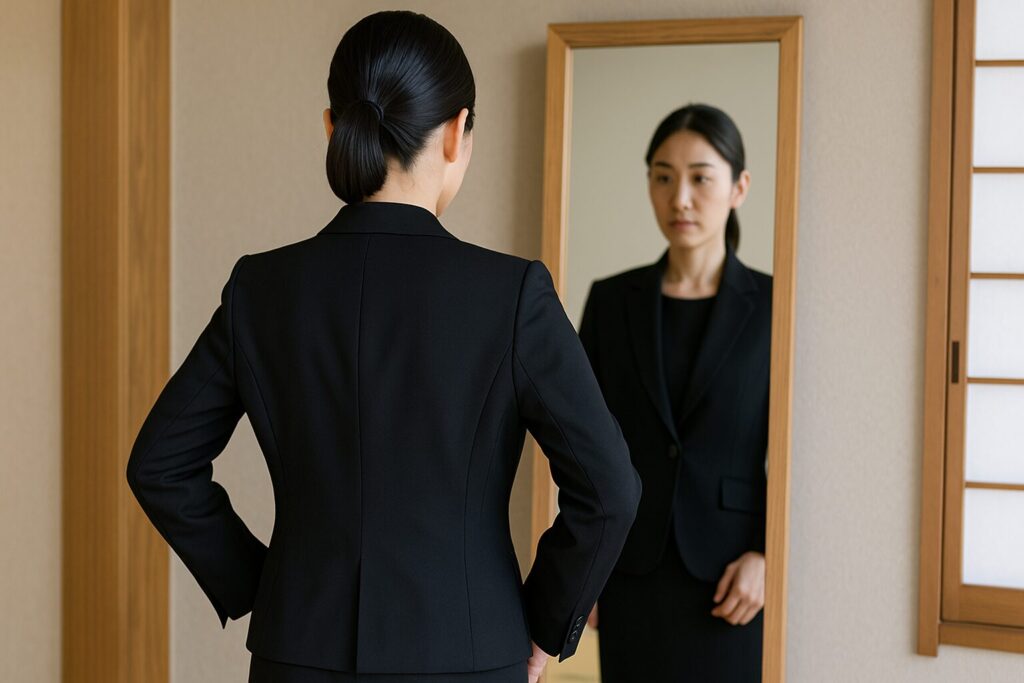 葬儀会場のイメージ：礼服のベント（後ろ割れ）のマナー判断を解説する文脈
