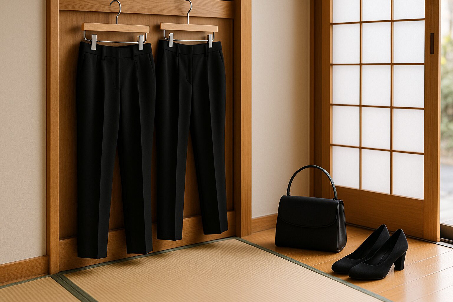 ユニクロ しまむら 喪服パンツと黒小物