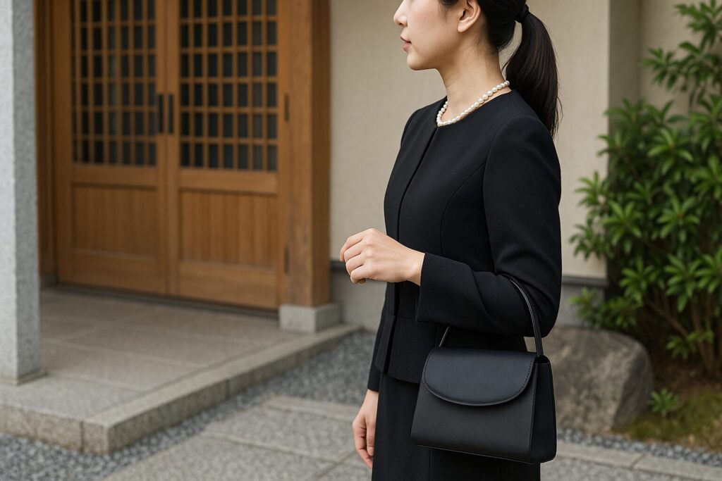 GUで販売されている黒のシンプルなバッグ。葬式バッグとして代用可能なデザイン例