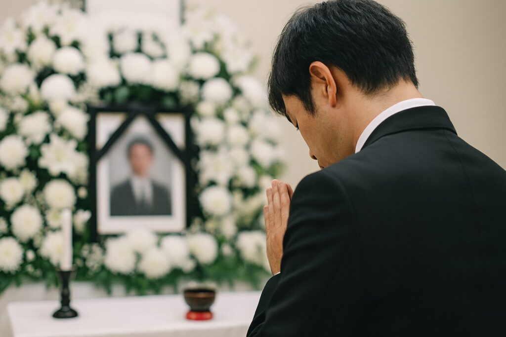 追悼式で哀悼の誠を捧げる場面を象徴する祭壇のイメージ