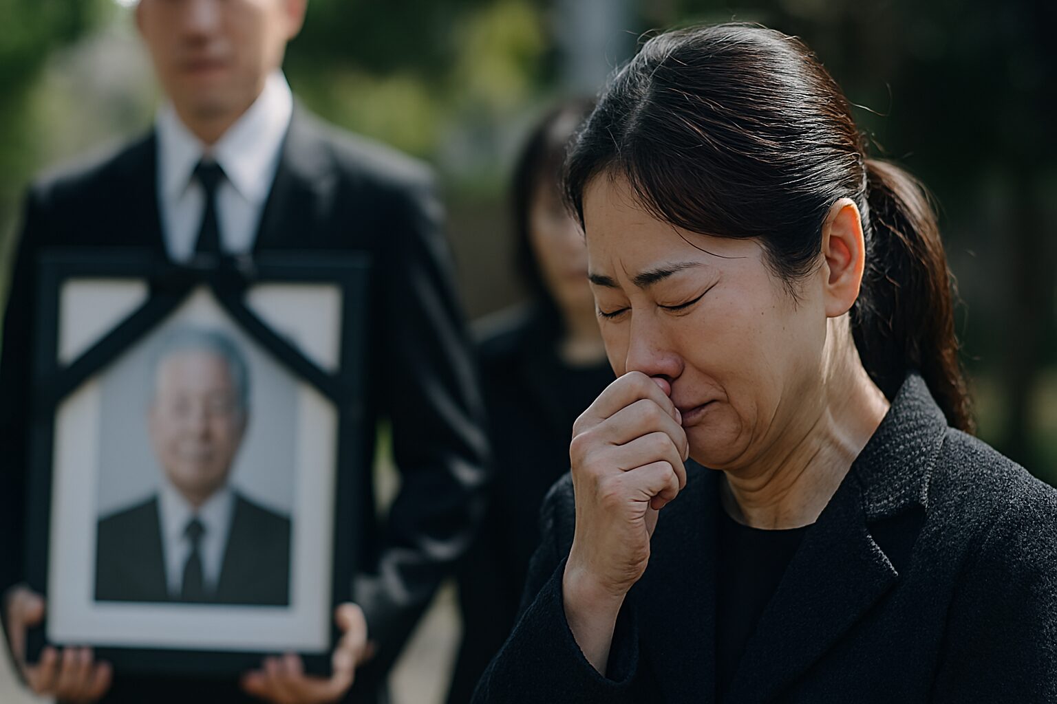 痛惜の念に沈む日本人女性の後ろ姿