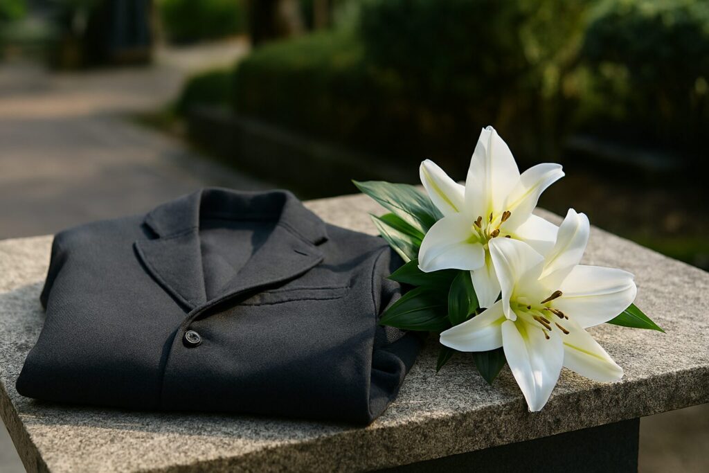 ユニクロジャケットとパンツで整えた男性の法事平服コーデ