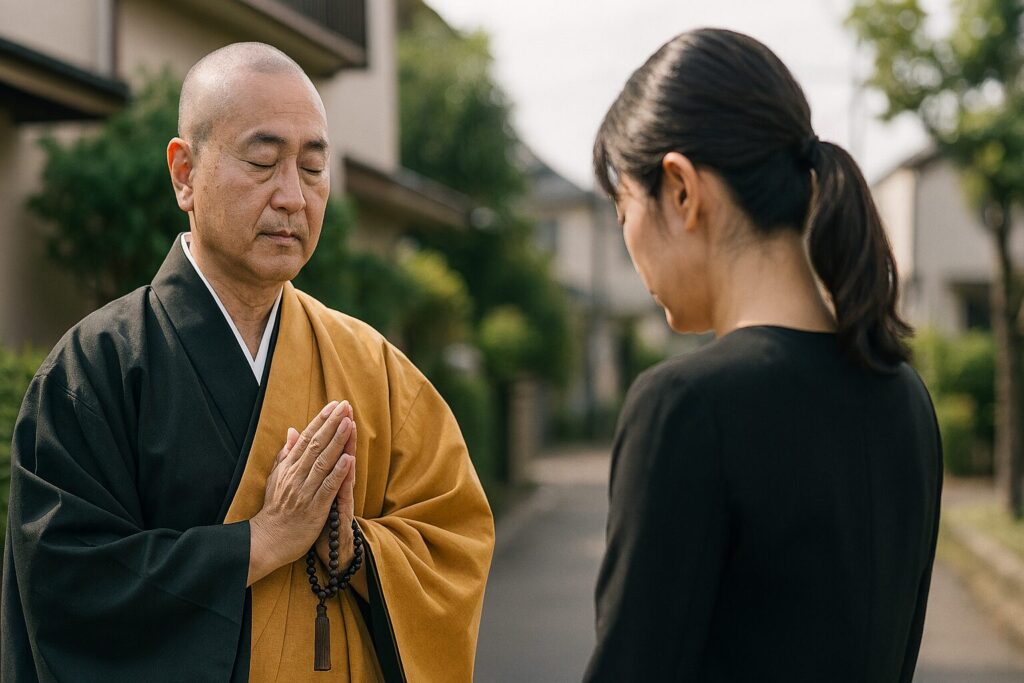 イオンのお葬式 僧侶の香炉と数珠