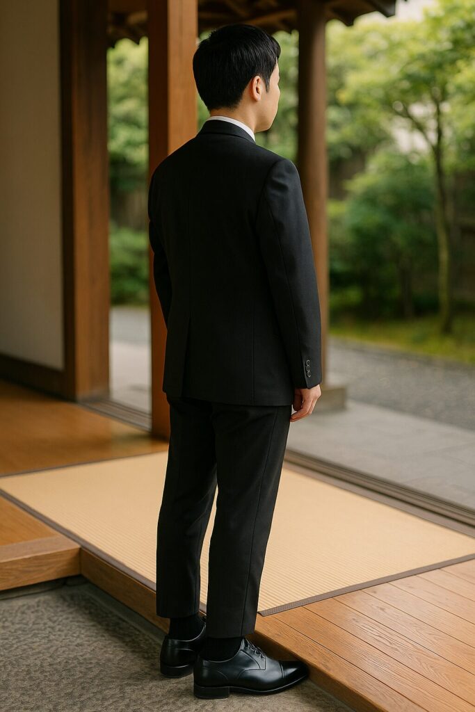 葬式 靴下 ユニクロの黒無地で整えた足元