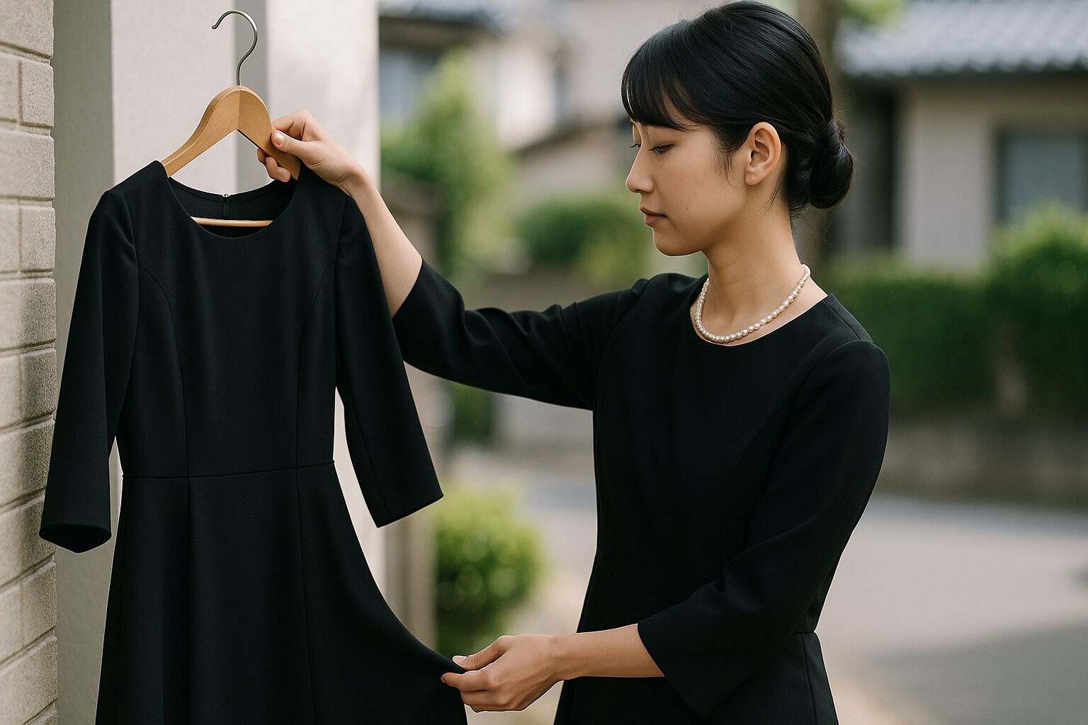 喪服イオンしまむらを検討する女性