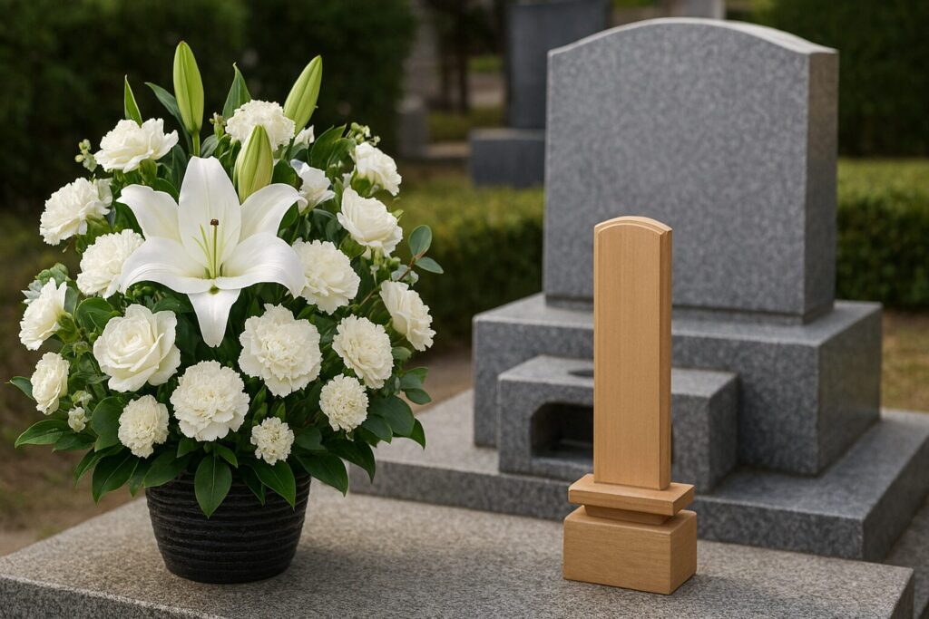 葬式で孫一同が供花を手配する場面を象徴