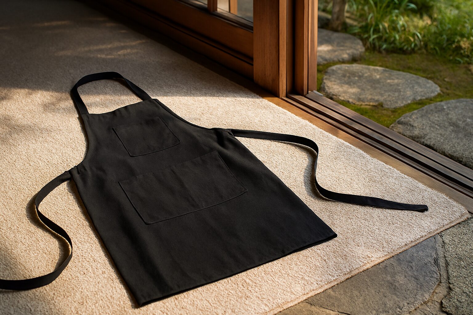 黒エプロン しまむらと和風玄関