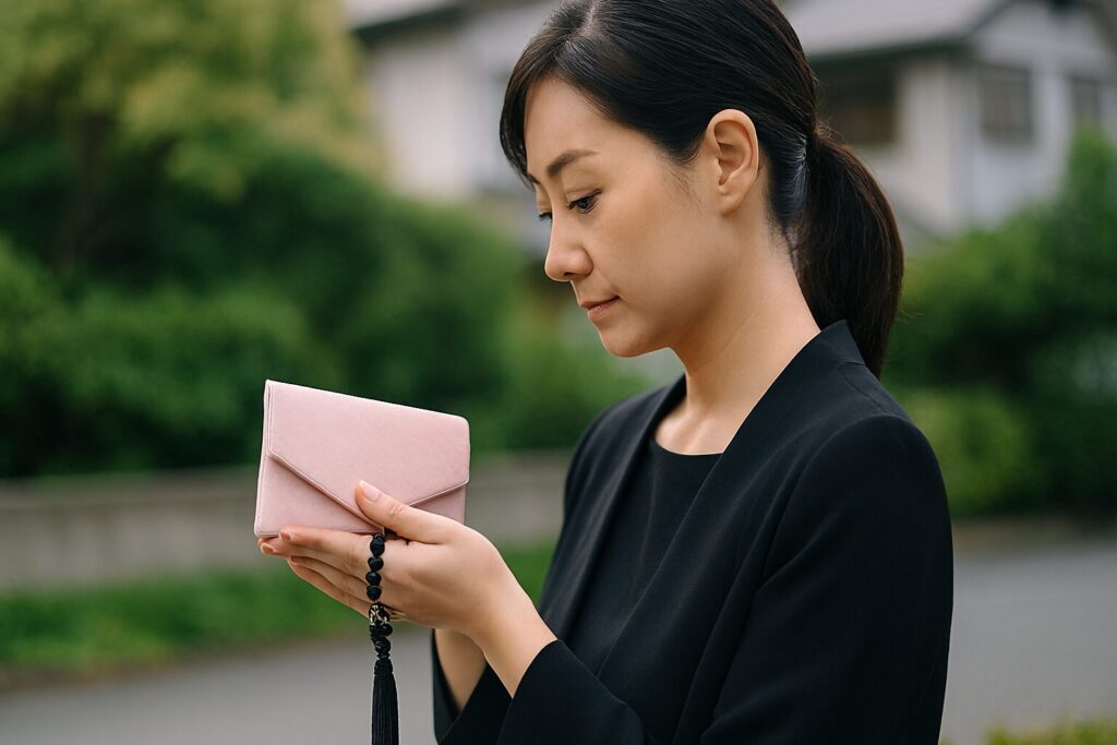 女性用数珠入れの色とマナーを説明する上品なイメージ