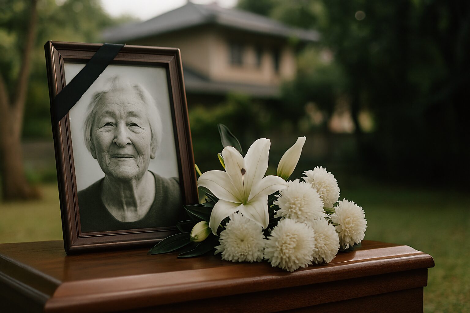 ひいおばあちゃん亡くなった供花と棺