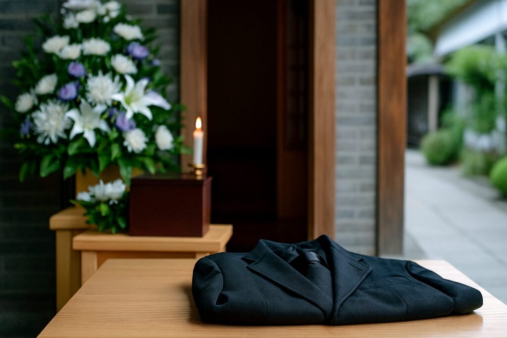 仮通夜に参列する男女の服装例