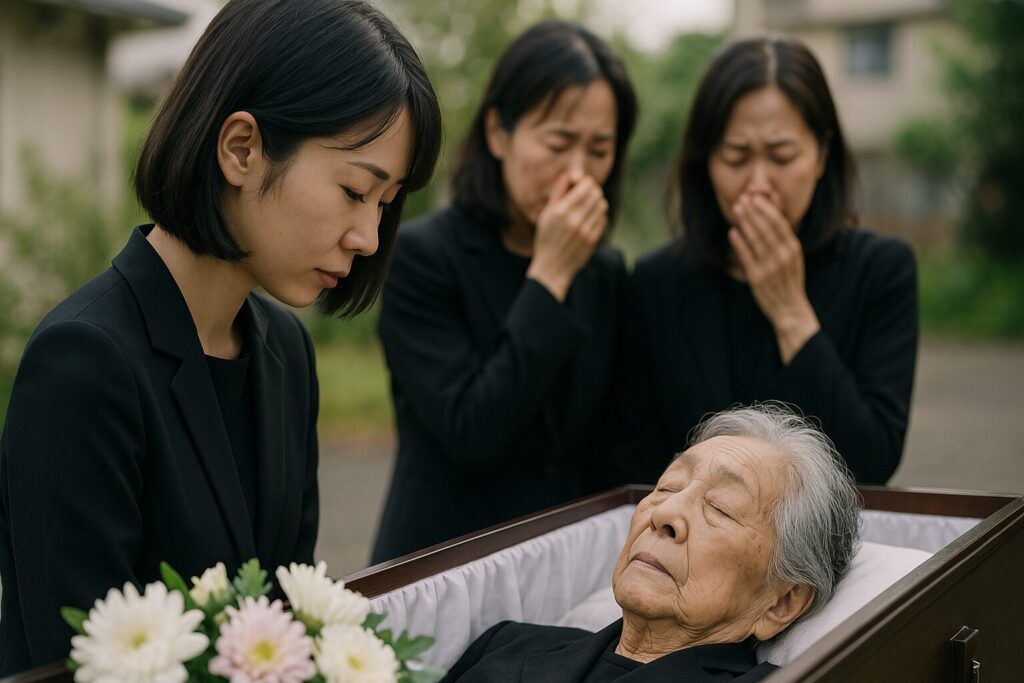 ひいおばあちゃんの葬儀で香典や服装を準備する様子