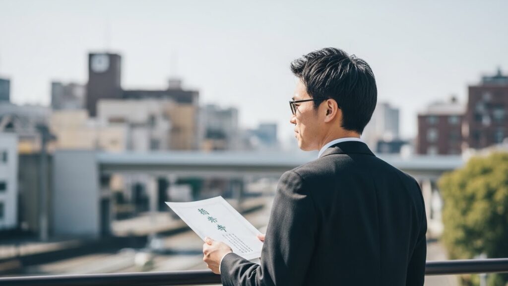 葬儀で日本人男性の息子が香典を準備する様子