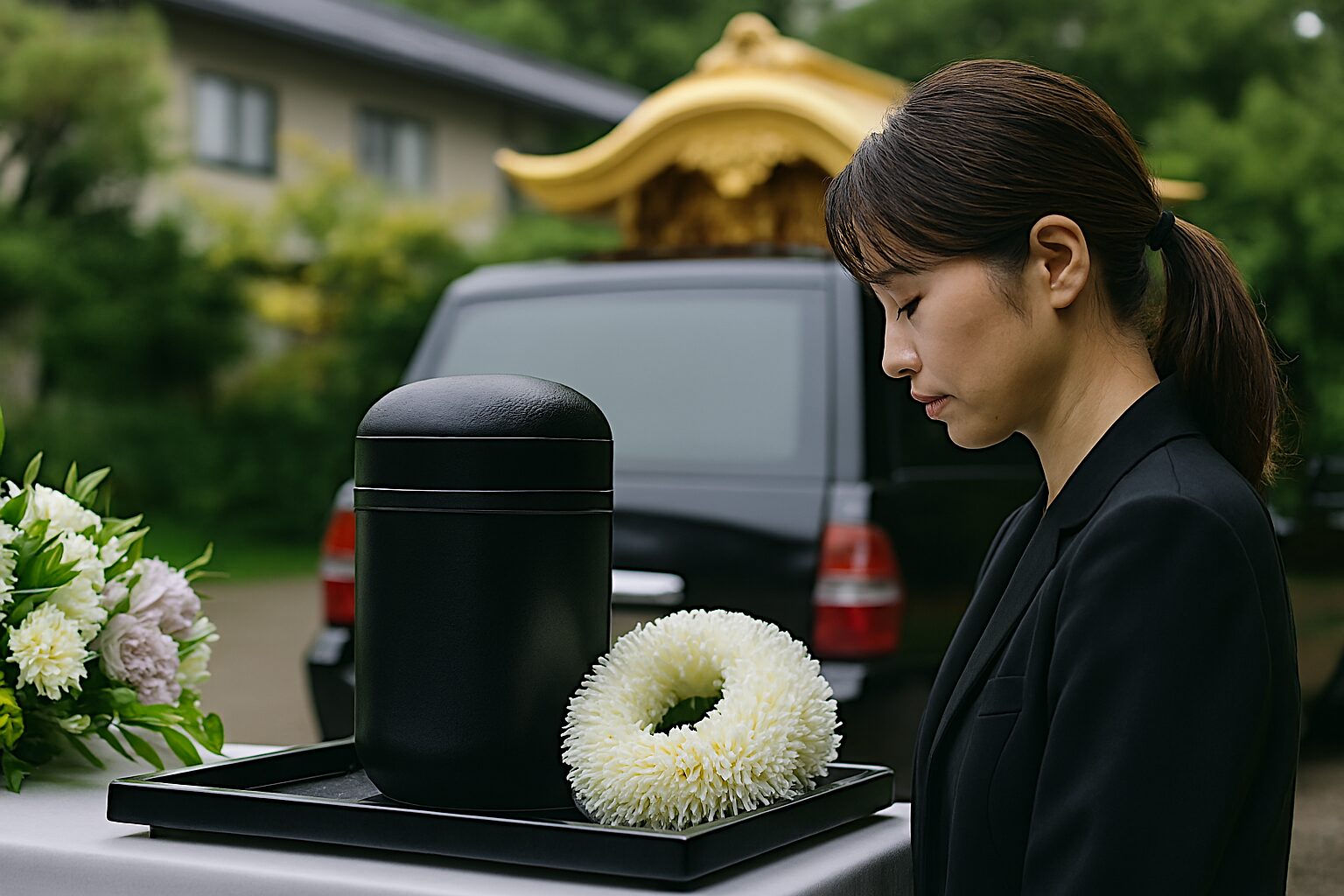 葬式カラコンを装う日本人女性