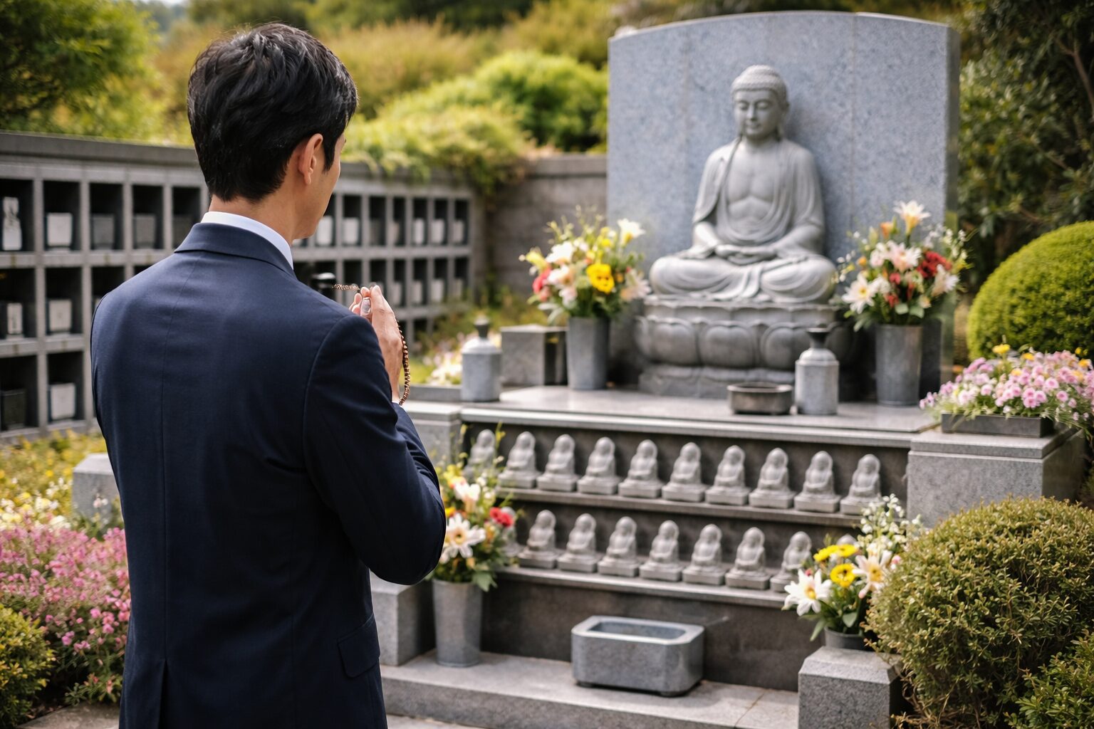 永代供養を行う日本人男性の手元