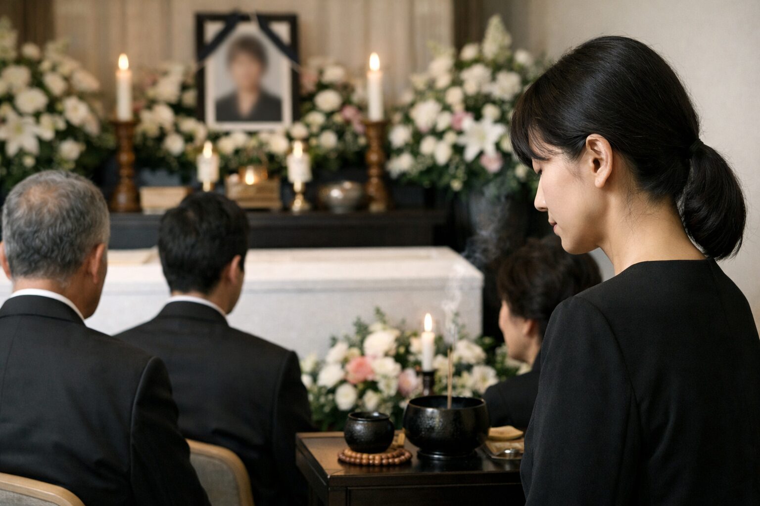 葬儀でアクセサリーを外した日本人女性