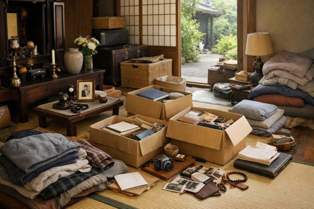 遺品整理の作業場面の要点
