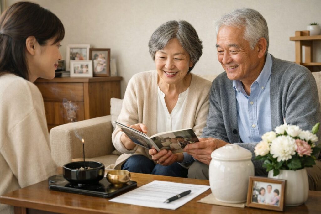 日本人男性が親の終活本を確認