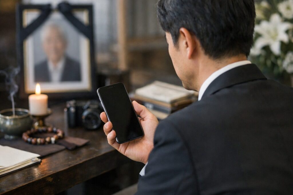 日本人男性がiPhoneのデジタル遺品を整理