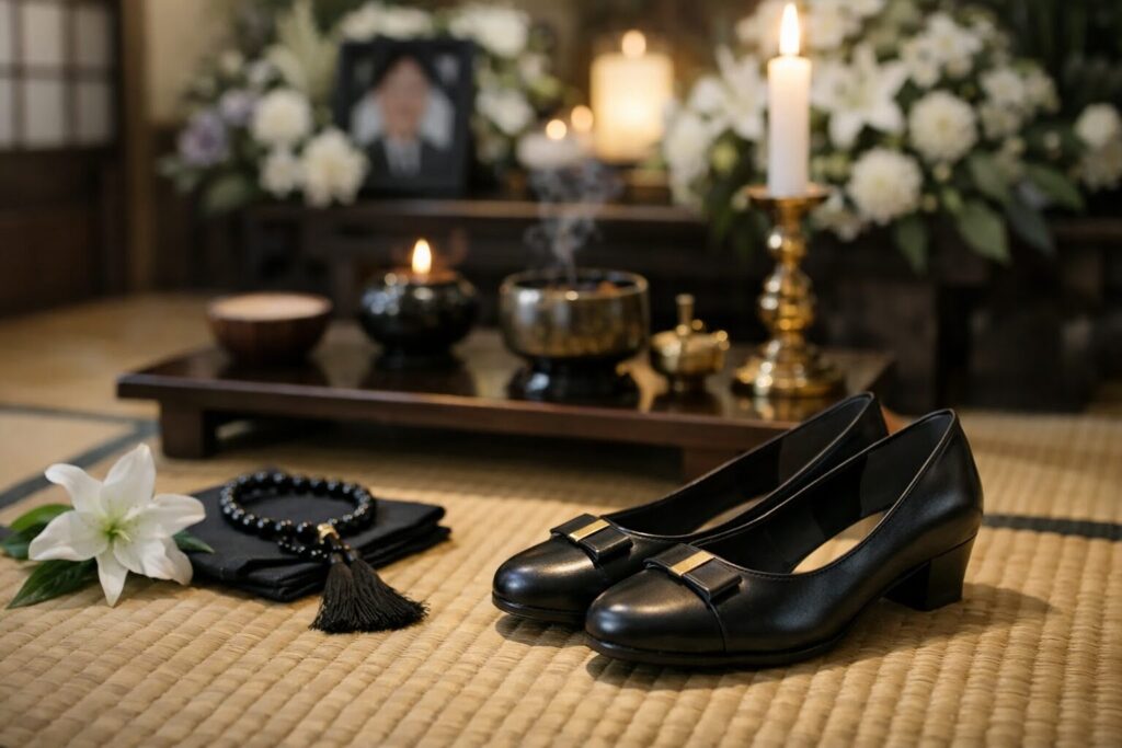 葬儀で履く靴の金具デザイン