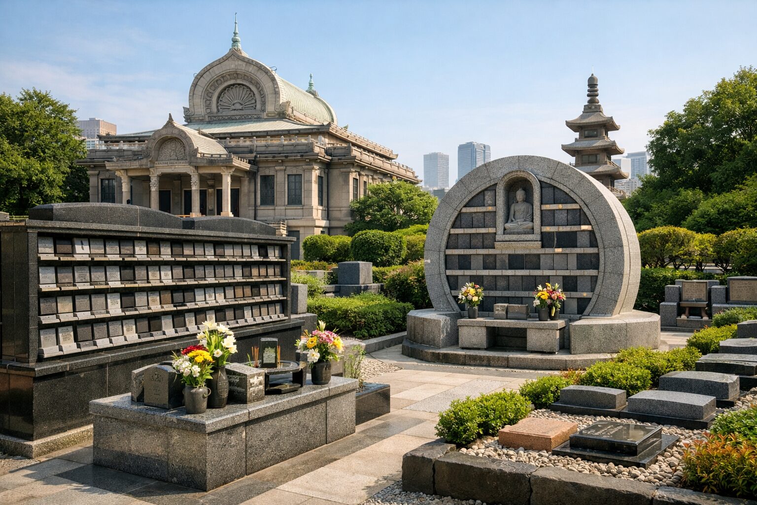 築地本願寺合同墓の費用概要を示す風景