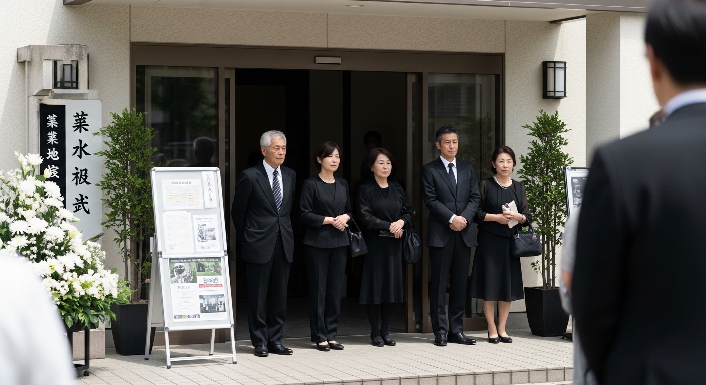 日本人男性が位牌で供養を相談する様子