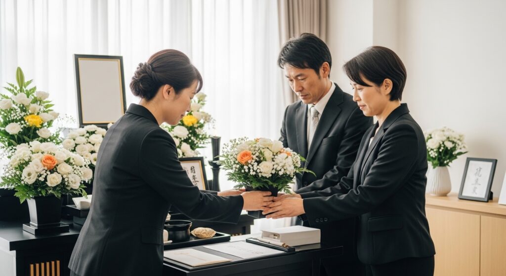日本人女性を送る誕生花の花祭壇