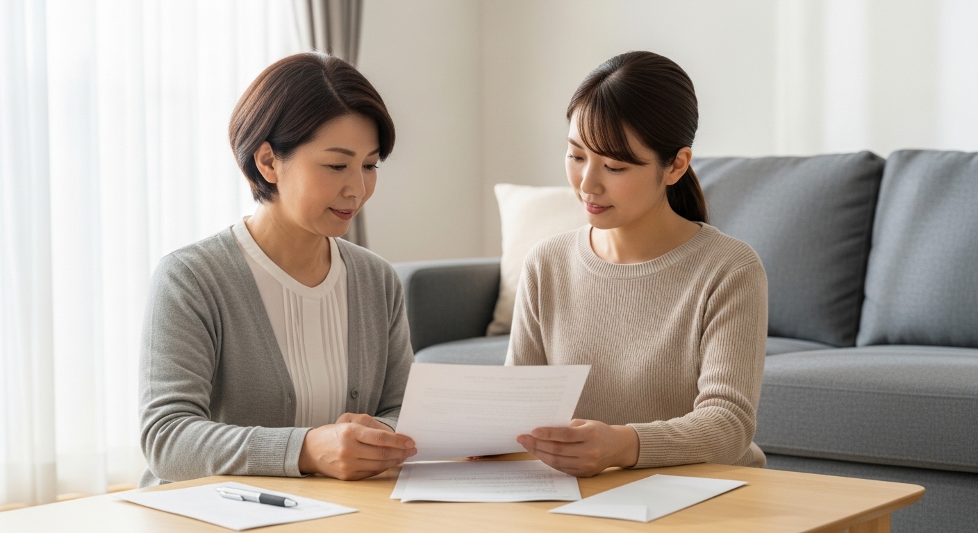 葬儀準備を進める日本人女性と費用内訳