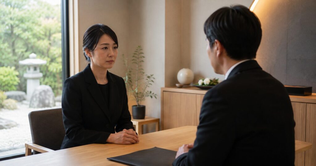 東京の火葬場待ち日数の長期化に伴う安置費用や葬儀負担をイメージしたセレモニー風景