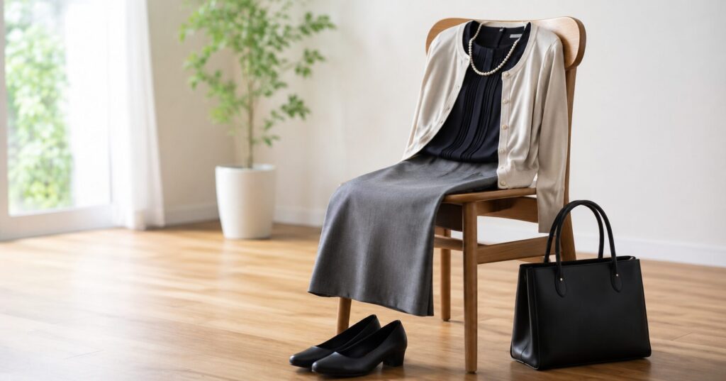 一周忌の服装でカジュアルはどこまでOKか、平服指定で迷う参列時の服装マナーや装いの目安を表すイメージ画像