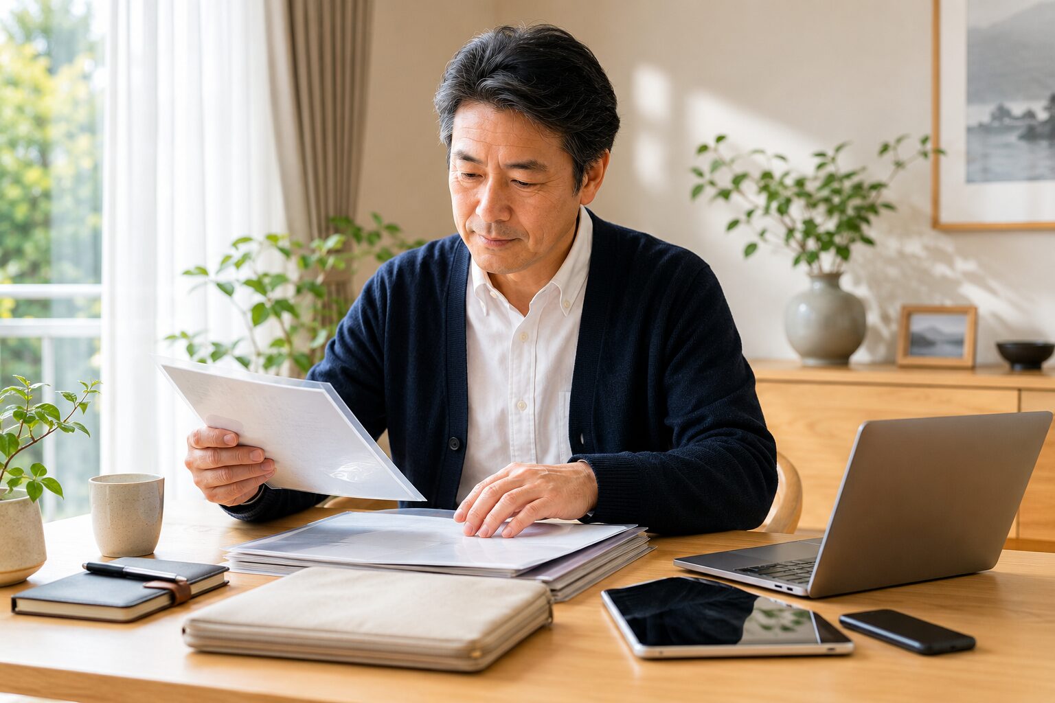 エンディングノートを活用しながらデジタル遺品整理を進める男性のイメージ