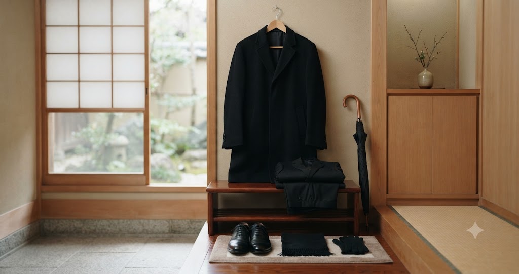 男性用喪服の基本マナーを表すイメージ画像